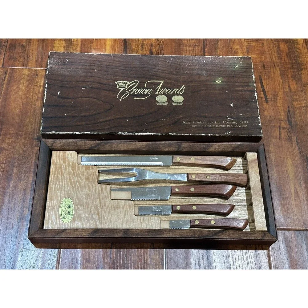 Crown Awards Hand Forged Japan Stainless Steel 5-Piece Carving Knife Fork Set